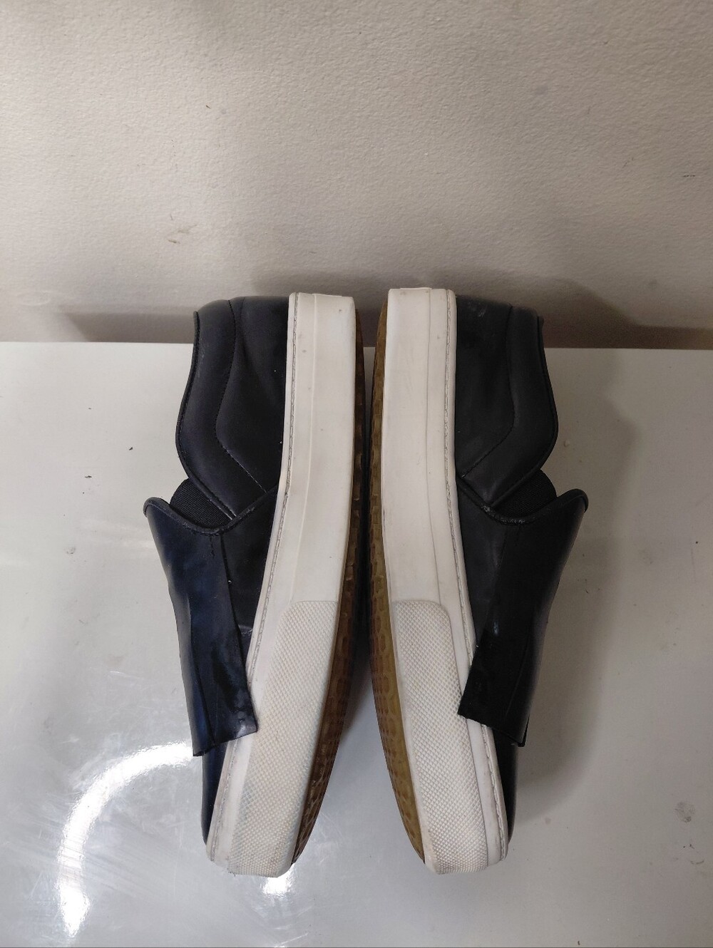Celine Black Leather Slip-On Sneakers with Kiltie Fringe Detail Size 6 - Picture 7 of 10